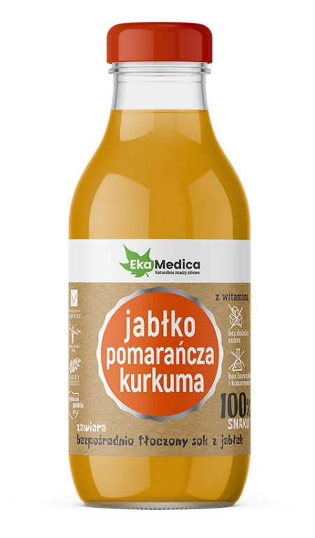 Ekamedica, sok o smaku jabłko, pomarańcza, kurkum, 300 ml