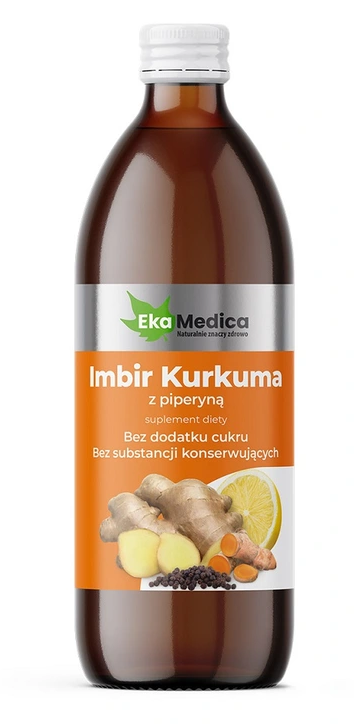 EkaMedica Imbir i kurkuma z piperyną, płyn, 500 ml