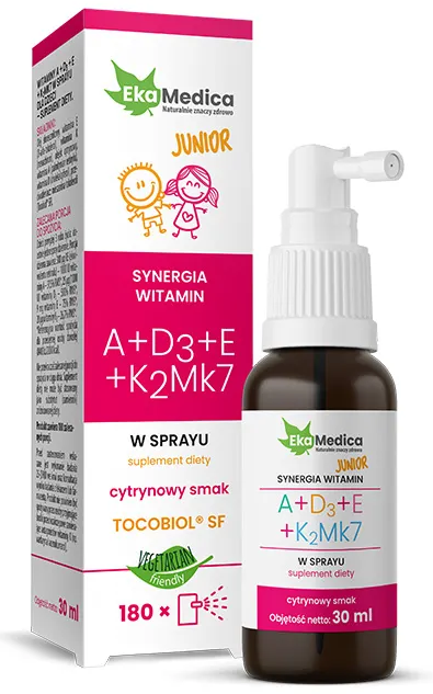 Witaminy Junior A + D3 + E + K2 MK7 spray, 30 ml