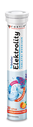 Tribiolac Elektrolity 20 tabletek musujących, smak pomarańczowy