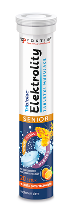 Tribiolac Elektrolity Senior, 20 tabletek musujących, smak pomarańczowy