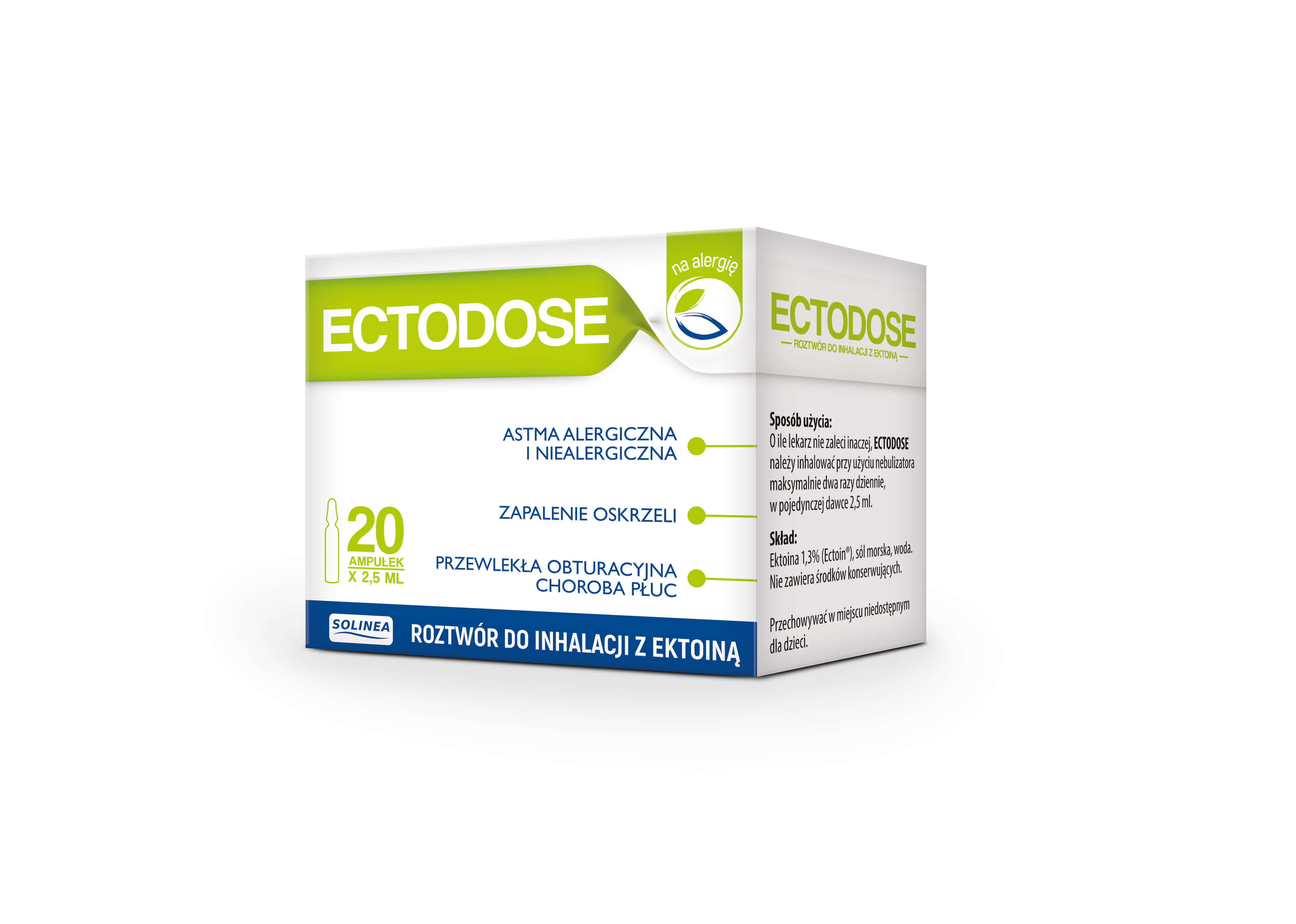 Ectodose, roztwór do inhalatora na astmę, zapalenie oskrzeli, 20 ampułek 2,5 ml