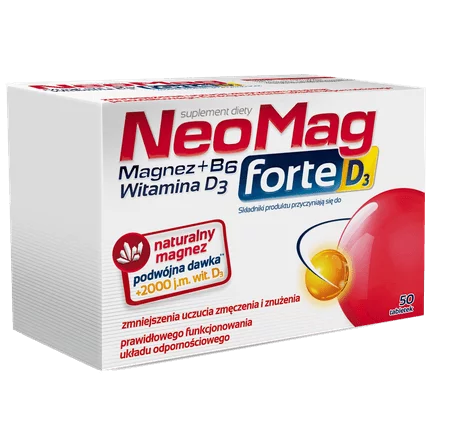 NeoMag forte D3, tabletki ze składnikami zmniejszającymi uczucie zmęczenia i znużenia, 50 szt.