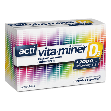 Acti Vita-miner D3, tabletki z witaminami i minerałami, 60 szt.