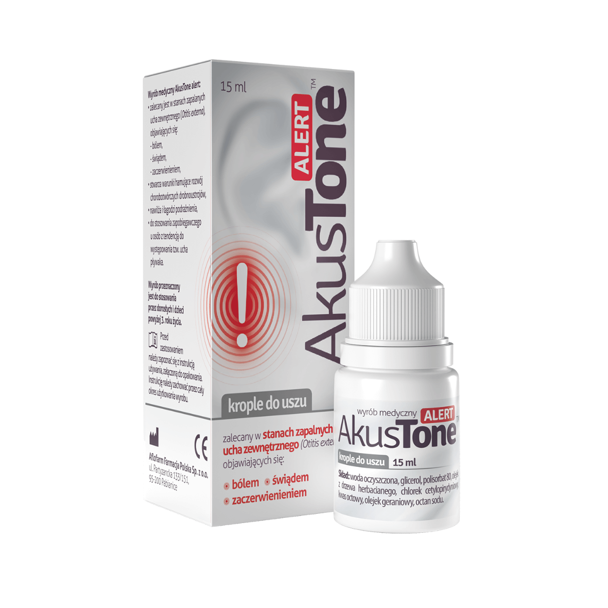 AkusTone ALERT, krople w stanach zapalnych ucha, 15 ml