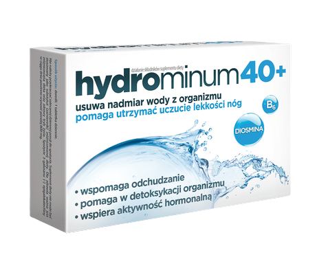 Hydrominum 40+, tabletki ze składnikami wspierającymi naturalne usuwanie toksyn z organizmu, 30 szt.