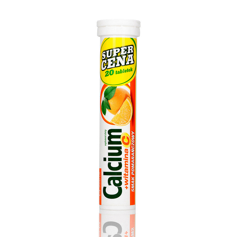 Calcium + witamina C, o smaku pomarańczowym, 20 szt.