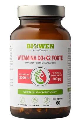 Biowen Witamina D3 + K2 Forte, 60 kapsułek
