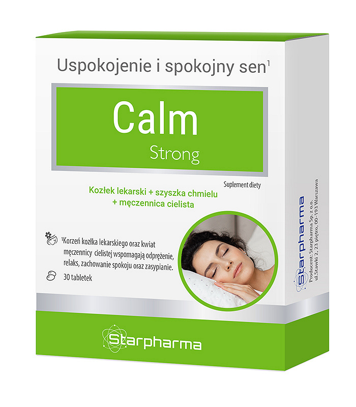 Calm Strong , tabletki ze składnikami wspomagającymi uspokojenie i spokojny sen, 30 szt.
