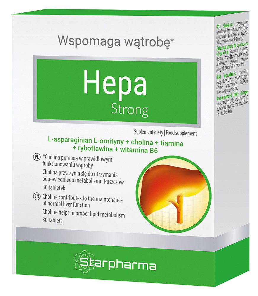 Hepa Strong, tabletki ze składnikami wspomagającymi prawidłowe funkcjonowanie wątroby, 30 szt.