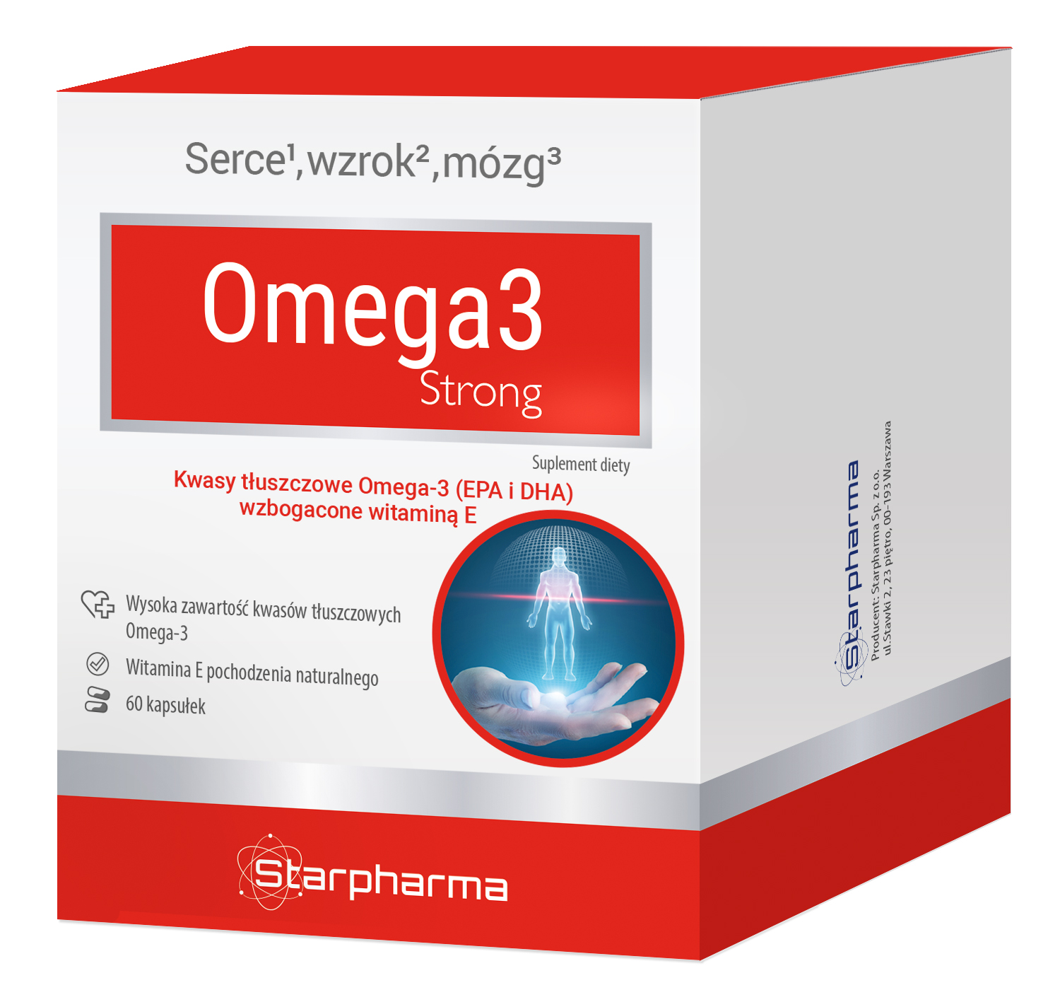 Omega3 Strong , kapsułki z kwasami omega 3 i witaminą E, 60 szt.