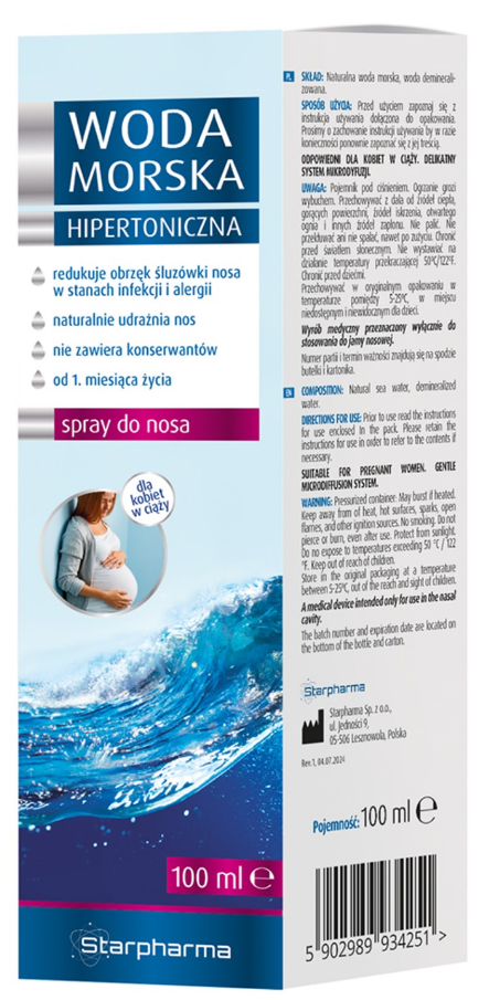Starpharma Woda Morska, hipertoniczna, 100 ml KRÓTKA DATA 30.11.2026