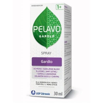 Pelavo Gardło spray ochraniający błonę śluzową jamy ustnej i gardła, łagodzący objawy kaszlu i chrypki, 30 ml