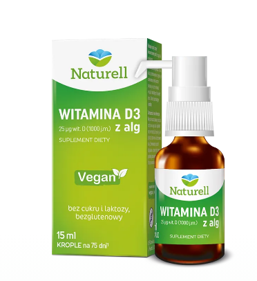 Naturell, kropelki z witamina D3 z alg, 15 ml