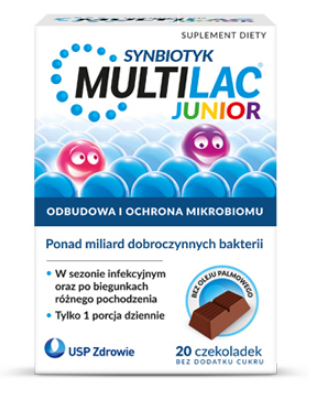Multilac Junior, czekoladki bez cukru 20 szt. KRÓTKA DATA 15.06.2025