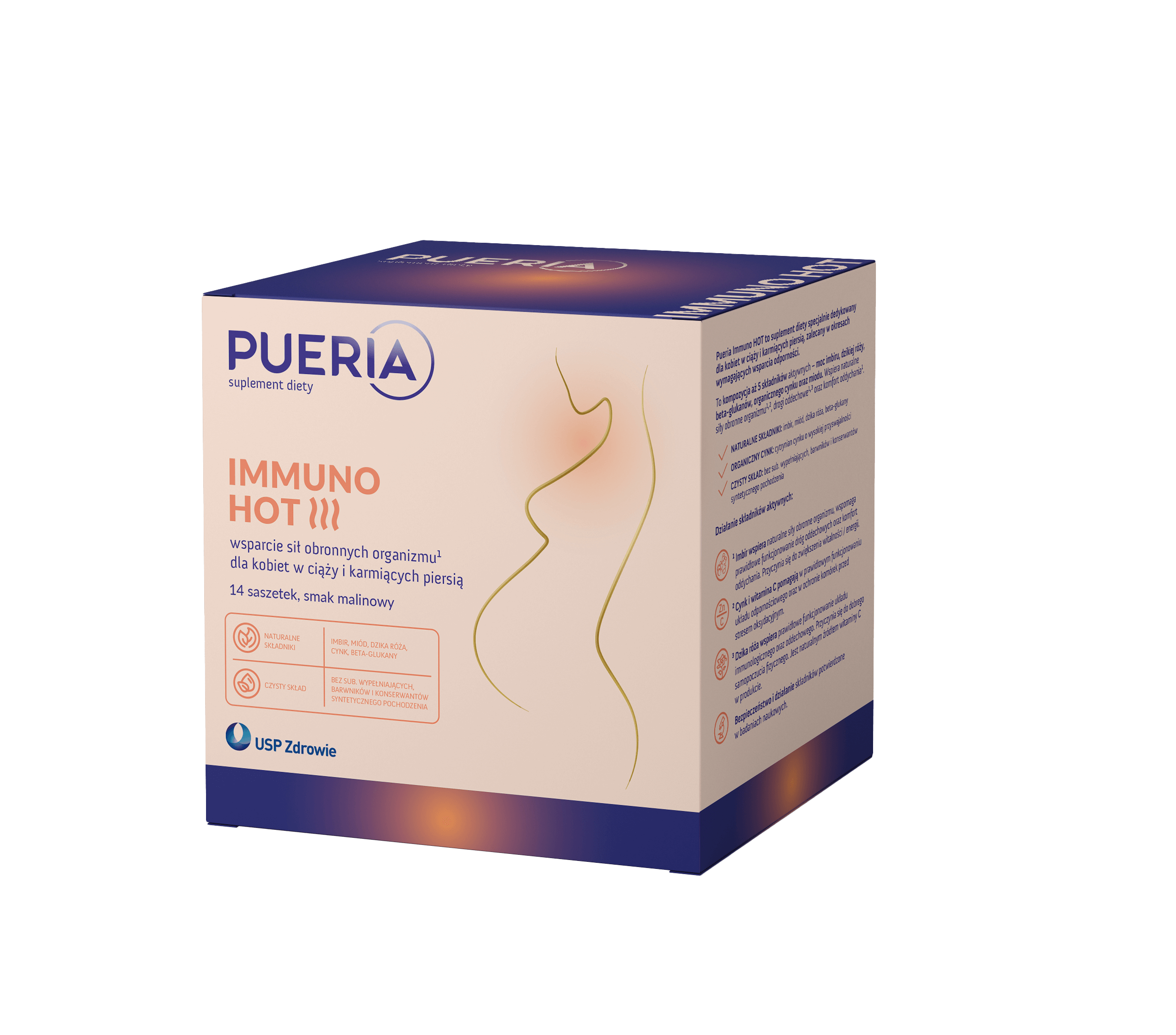 Pueria Immuno Hot, saszetki ze składnikami wspomagającymi układ odpornościowy kobiet w ciąży, 14 szt.