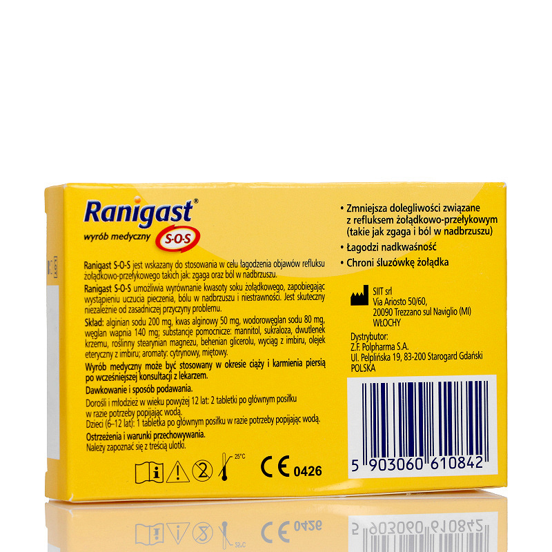 Ranigast S-O-S, tabletki do ssania na zgagę, nadkwasowość, 12 szt.