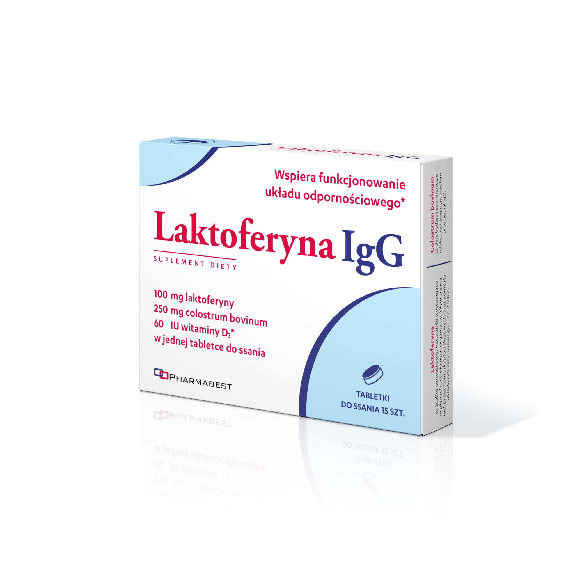 Laktoferyna IgG , tabletki do ssania ze składnikami wspierającymi odporność, 15 szt.
