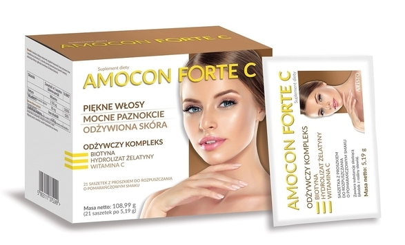 Amocon Forte C, proszek w saszetkach o smaku pomarańczowym z witaminami, 21 szt.