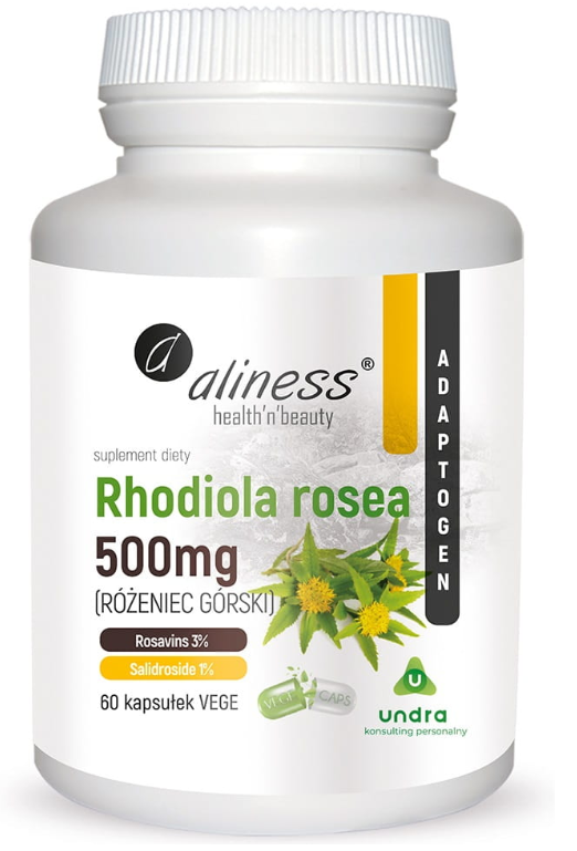 Aliness Rhodiola Rosea 500mg 60 kapsułek wegańskich