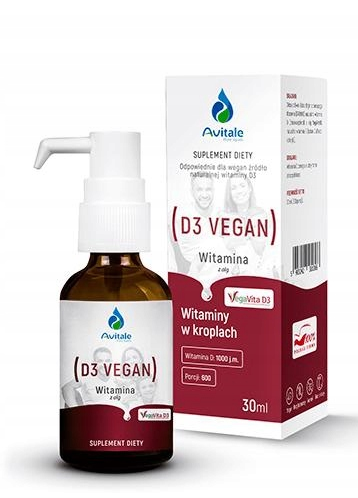 Avitale Naturalna Witamina D3 VEGAN 1000 j.m, krople, 30 ml