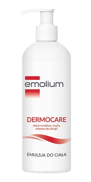 Emolium Dermocare, emulsja do ciała do skóry wrażliwej, suchej, skłonnej do alergii, 400 ml