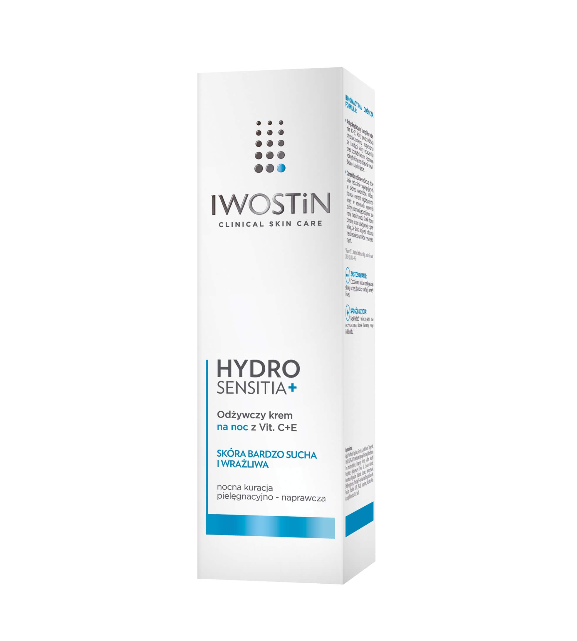 Iwostin Hydro Sensitia +, odżywczy krem na noc z witaminami C i E, 50 ml