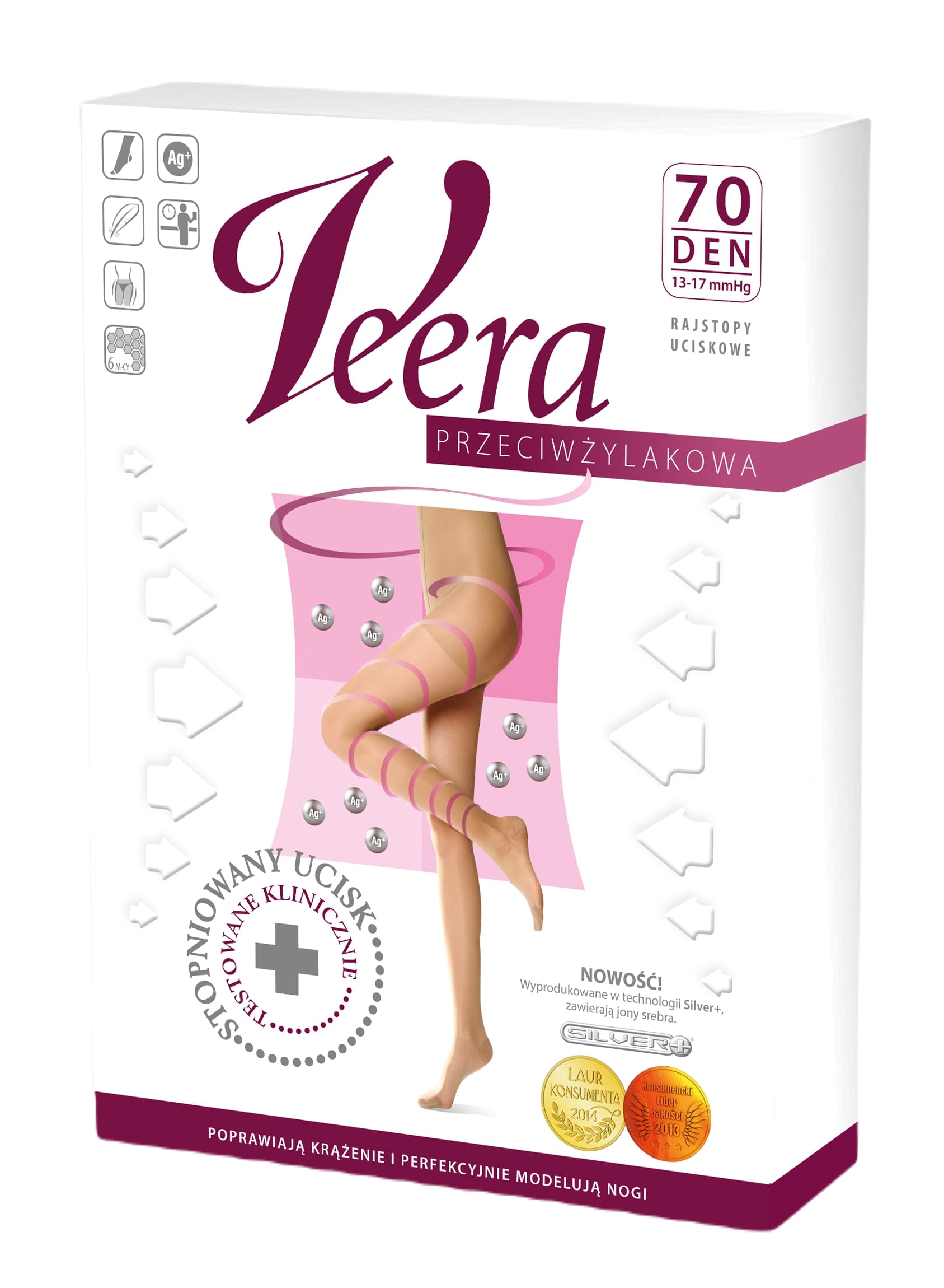 Veera rajstopy poprawiające krążenie i modelujące nogi 70 den, 1 opak. 