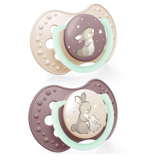 LOVI Night&Day Girl 0-6m, smoczek silikonowy dynamiczny, 2 szt.