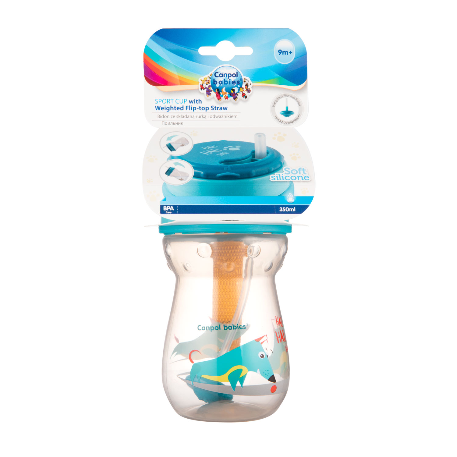 Canpol Babies, bidon ze składaną rurką silikonową z odważnikiem 350ml, 1 szt.