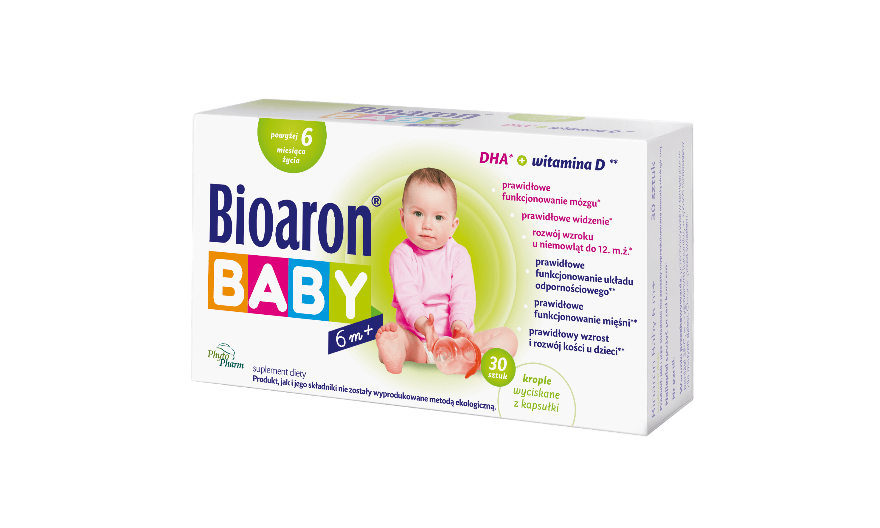 Bioaron Baby 6m+, kapsułki z witaminą D i DHA dla dzieci, kobiet ciężarnych i karmiących, 30 szt.