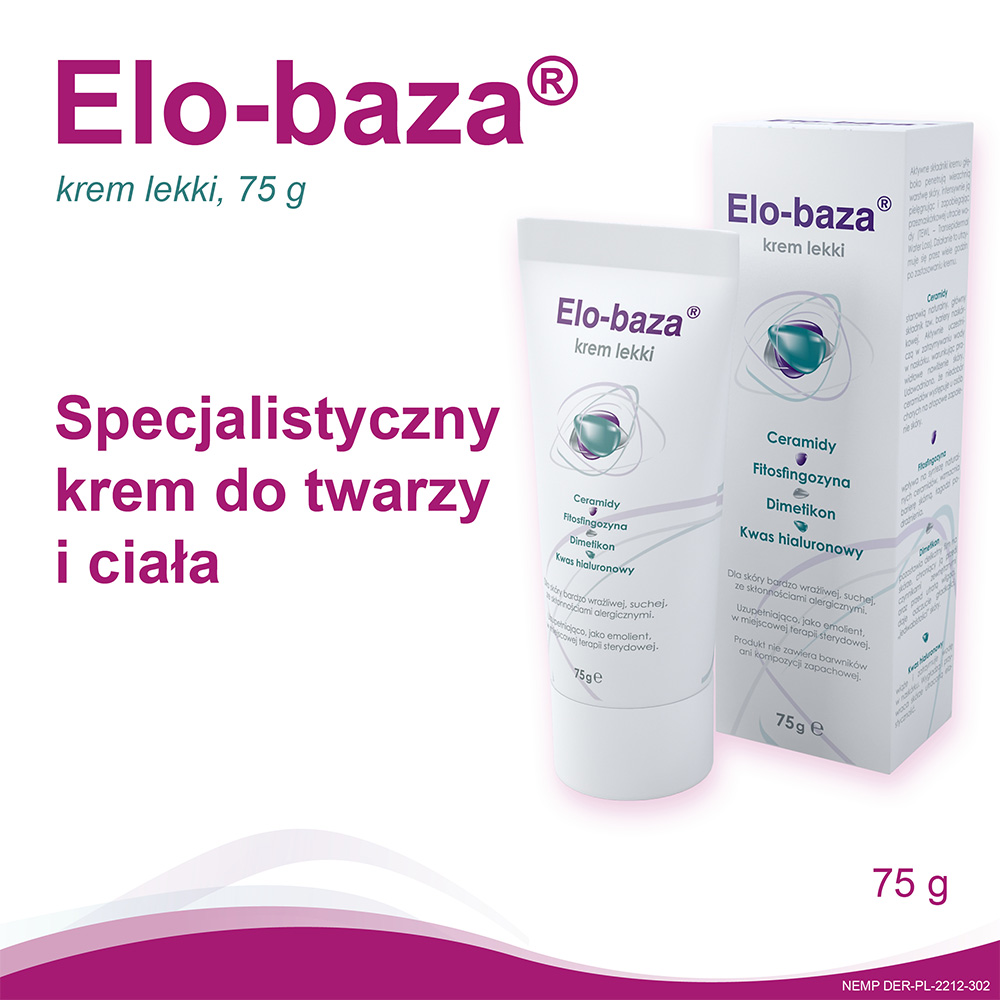Elo-baza , krem lekki z kwasem hialuronowym, 75 g