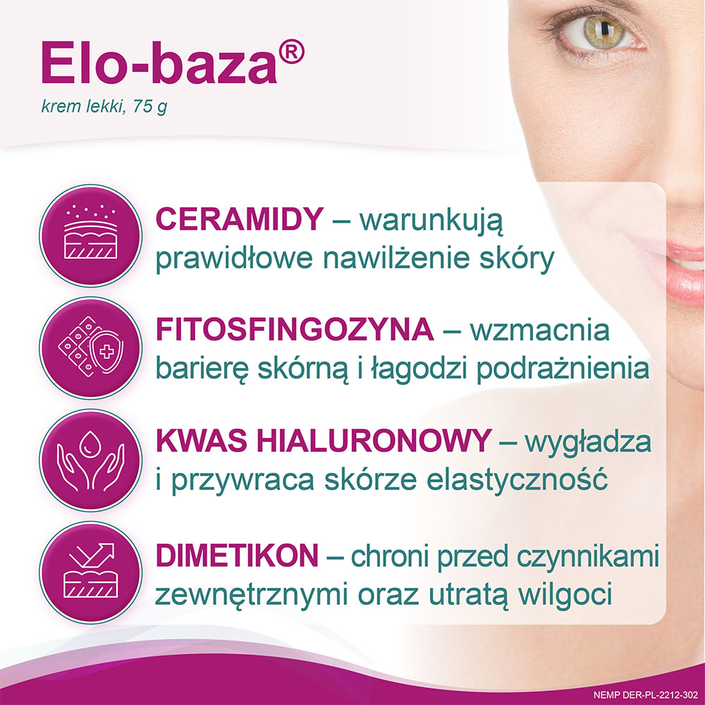 Elo-baza , krem lekki z kwasem hialuronowym, 75 g