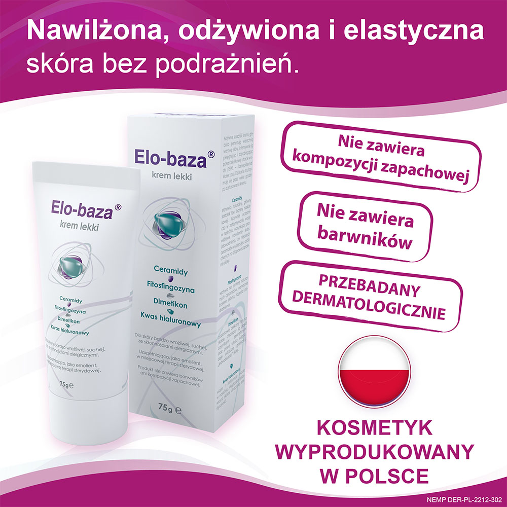 Elo-baza , krem lekki z kwasem hialuronowym, 75 g