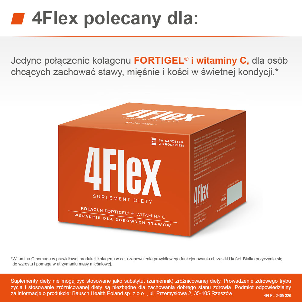 4Flex, proszek z kolagenem wspierającym mocne kości i stawy, 30 sasz.