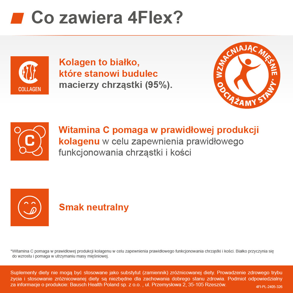4Flex, proszek z kolagenem wspierającym mocne kości i stawy, 30 sasz.