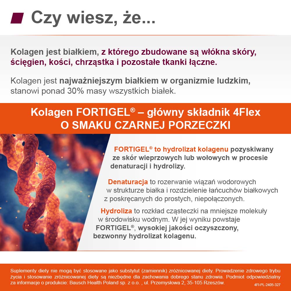 4Flex, proszek do sporządzania roztworu o smaku czarnej porzeczki z witaminą C, 30 sasz.