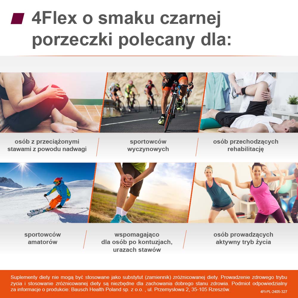 4Flex, proszek do sporządzania roztworu o smaku czarnej porzeczki z witaminą C, 30 sasz.