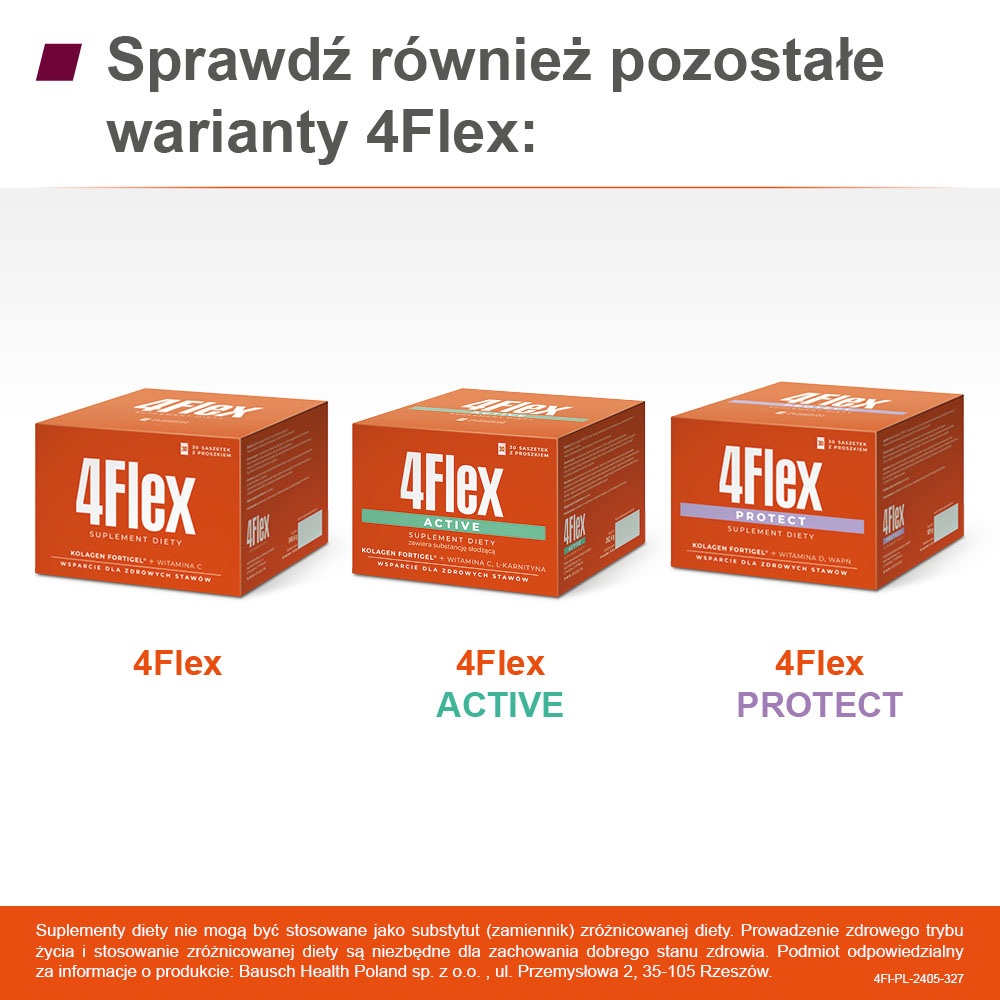 4Flex, proszek do sporządzania roztworu o smaku czarnej porzeczki z witaminą C, 30 sasz.