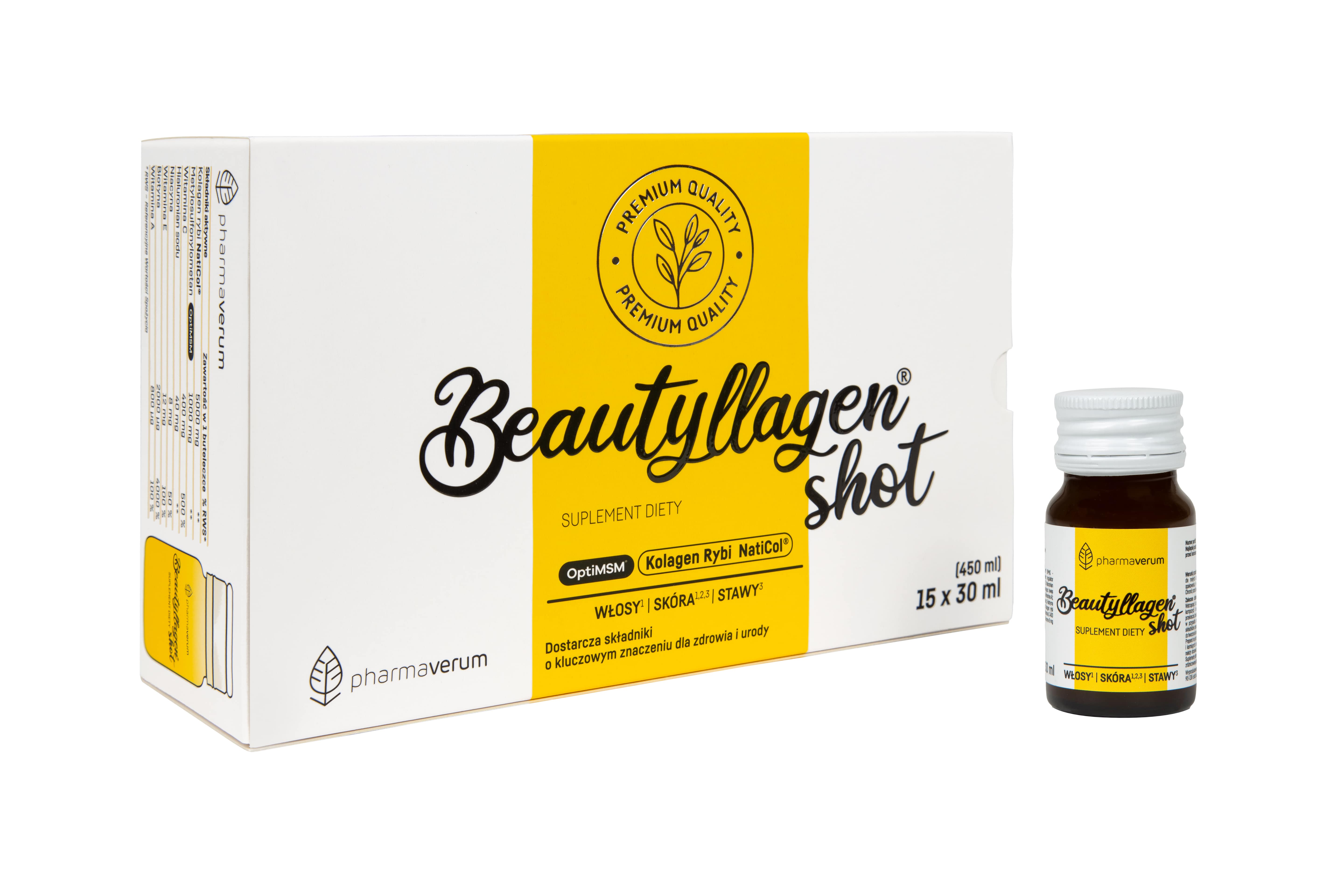 Beautyllagen Shot 15 buteleczek x 30 ml, mango - pomarańcza KR&Oacute;TKA DATA 31.05.2026