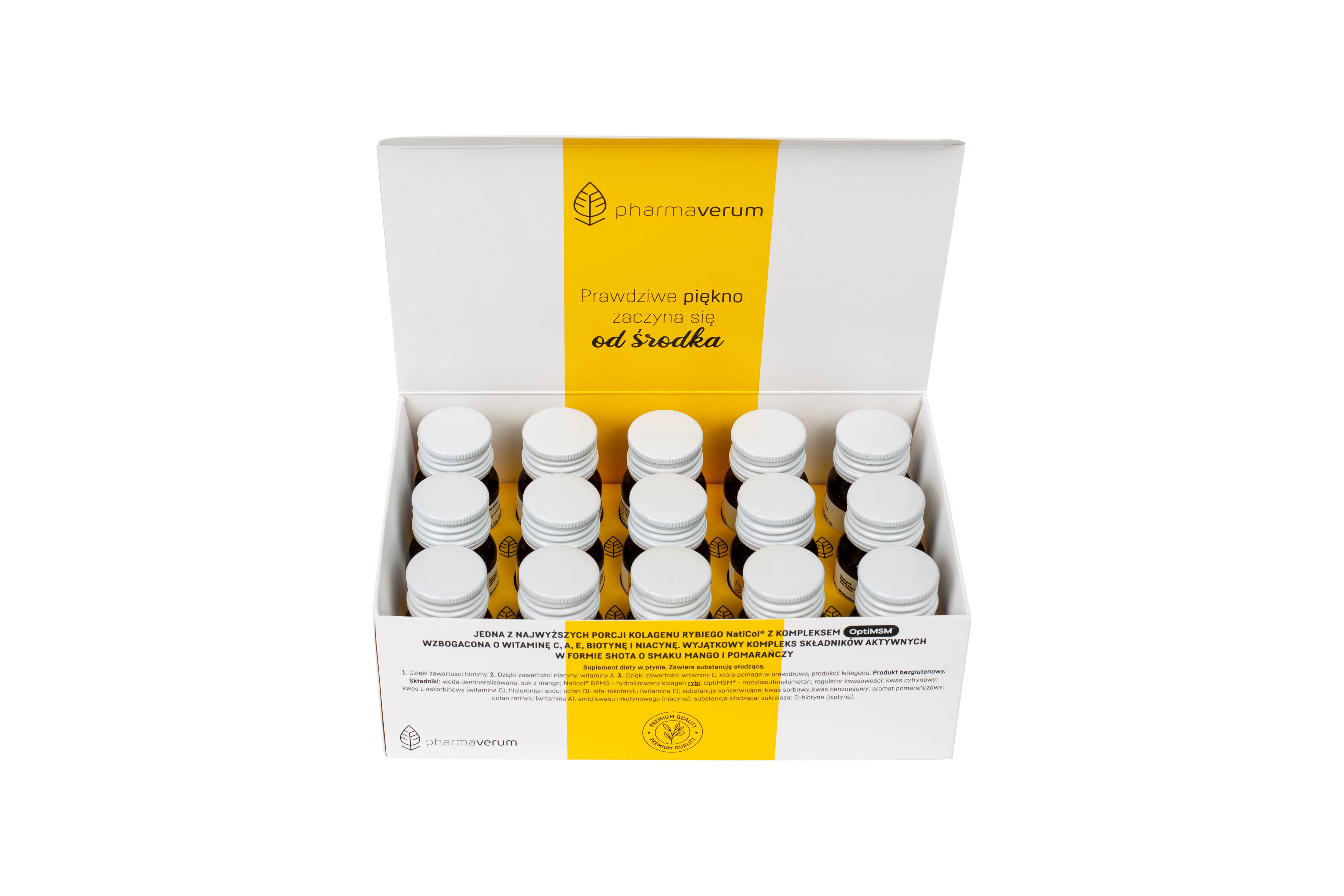 Beautyllagen Shot, 15 buteleczek x 30 ml, mango - pomarańcza