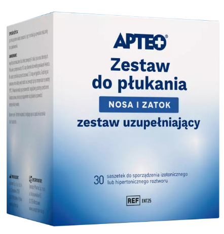 Apteo, zestaw uzupełniający do płukania nosa i zatok, 30 sasz,