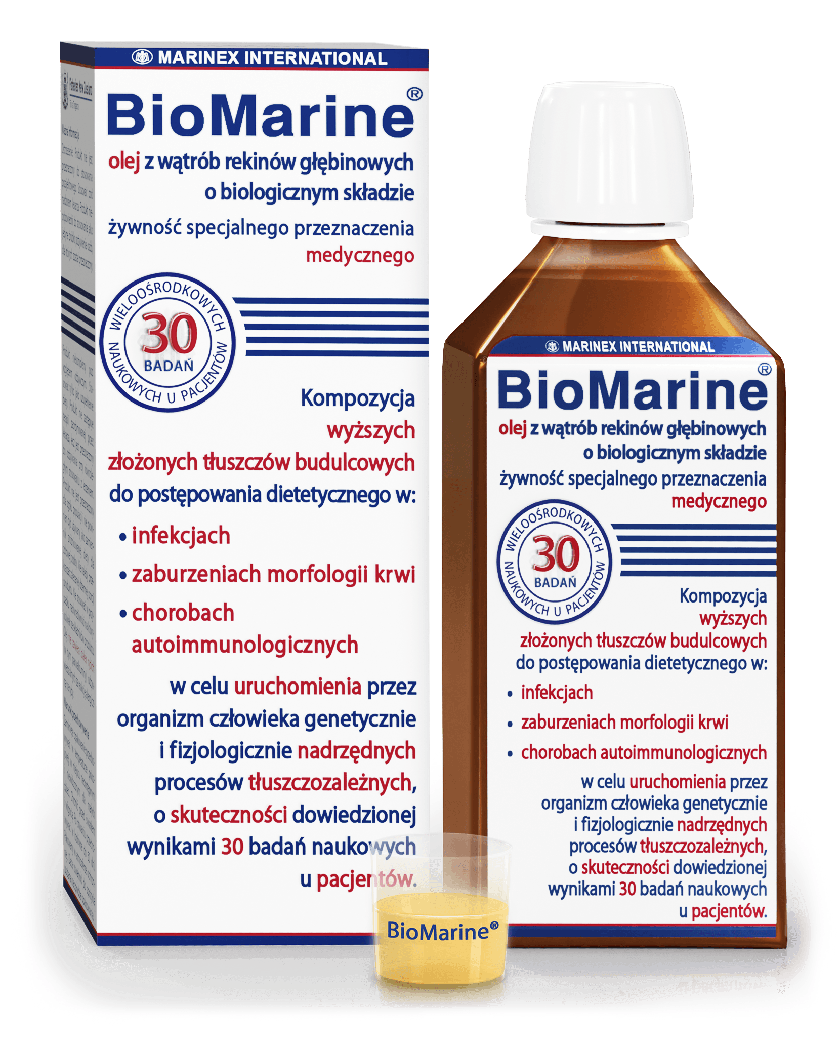 BioMarine, olej z wątroby rekinów głębinowych ze składnikami wspierającymi w infekcjach, 100 ml