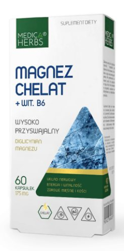 Medica Herbs, magnez chelat + witamina B6, 60 kaps.