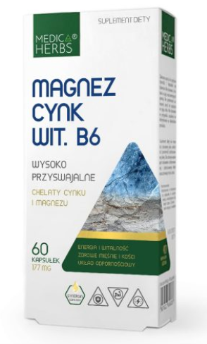 Medica Herbs Magnez Cynk Wit. B6, 60 kapsułek