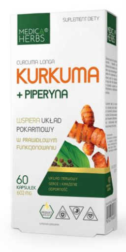 Medica Herbs, kurkuma + piperyna, 60 kaps.