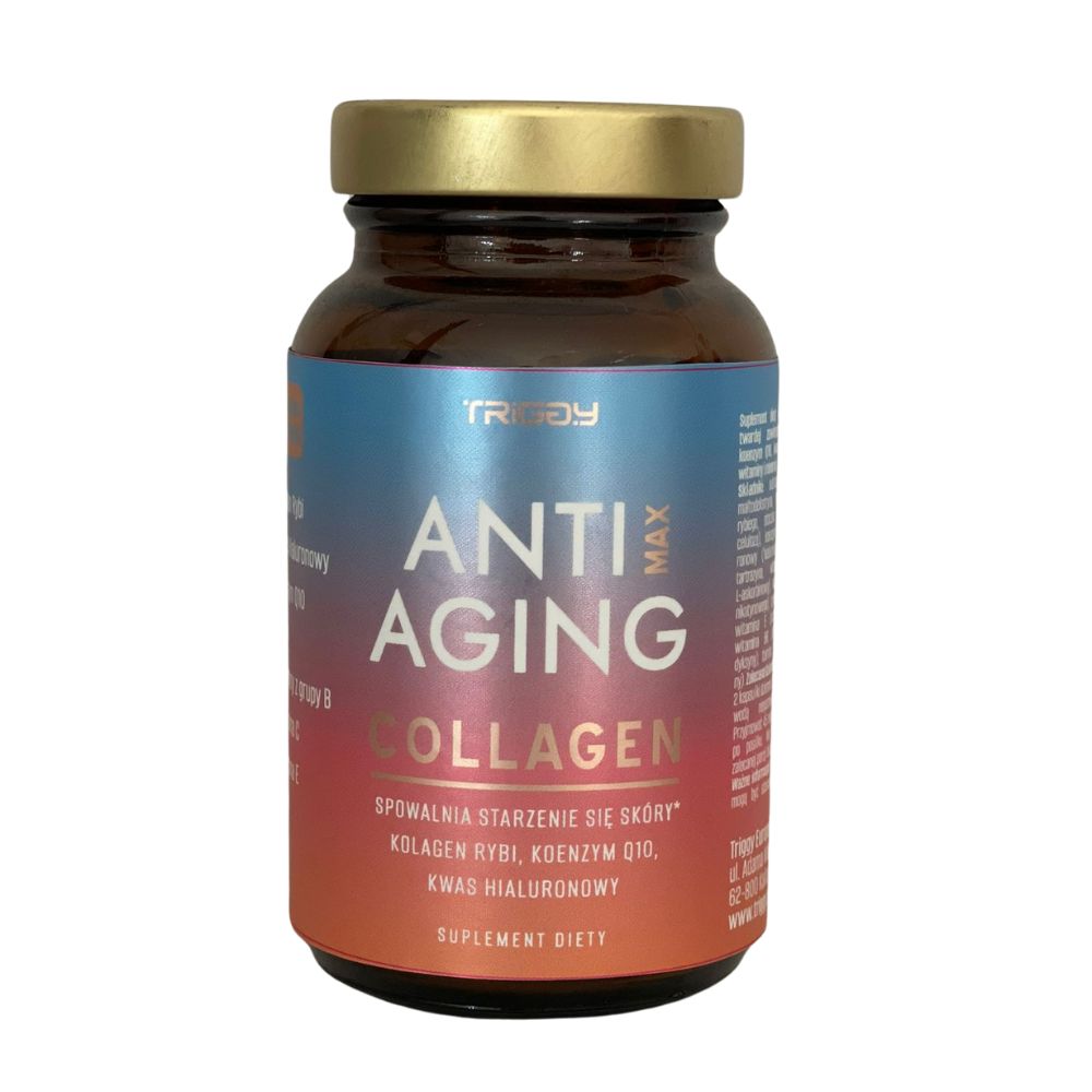 Triggy Anti Aging Max Collagen, kapsułki ze składnikami spowalaniającymi starzenie się skóry, 60 szt.