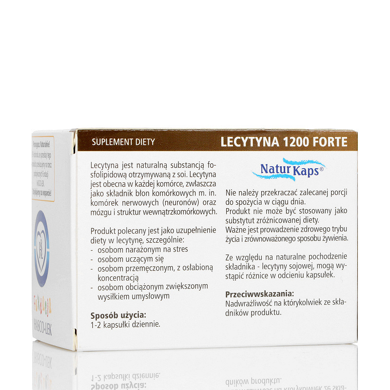 Lecytyna 1200 Forte NaturKaps, kapsułki z lecytyną, przeznaczone dla osób narażonych na stres, 40 szt.
