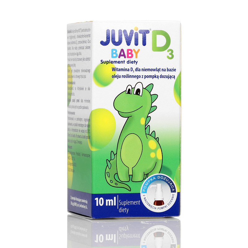 Juvit Baby D3, krople z witaminą D3 dla niemowląt, z pompką 10 ml