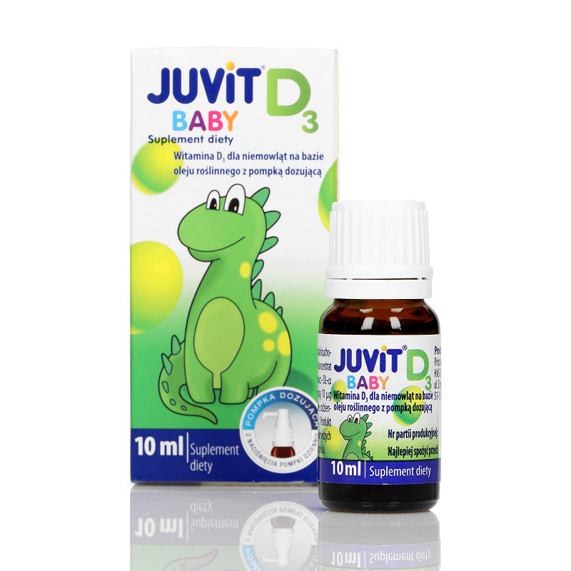 Juvit Baby D3, krople z witaminą D3 dla niemowląt, z pompką 10 ml